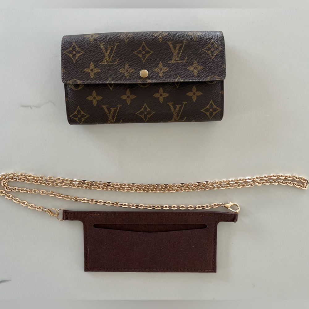 Louis Vuitton Monogram Sarah Wallet with Crossbody WOC Chain & Insert Included - Picture 15 of 15